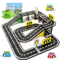 Drofex 42pc magnetic tiles road assembly for city building and imaginative play
