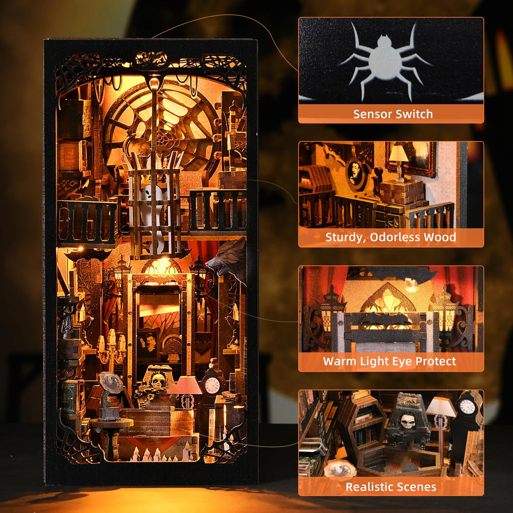 DROICC Book Nook Kit acrylic dust cover protects the finished display