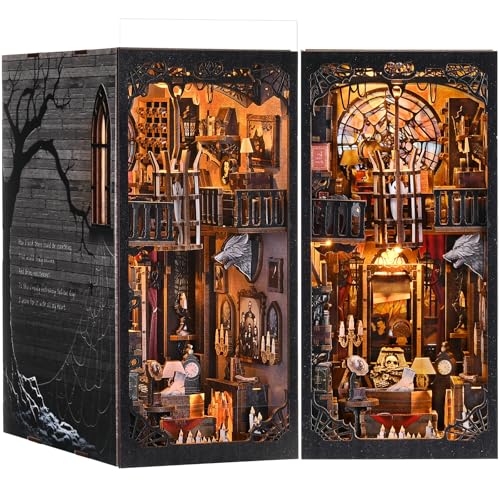 DROICC Book Nook Kit vampire figurines adding gothic drama to shelf