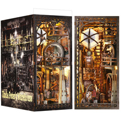 DROICC Book Nook Kit steampunk diorama enhances shelf appeal with dramatic detail.