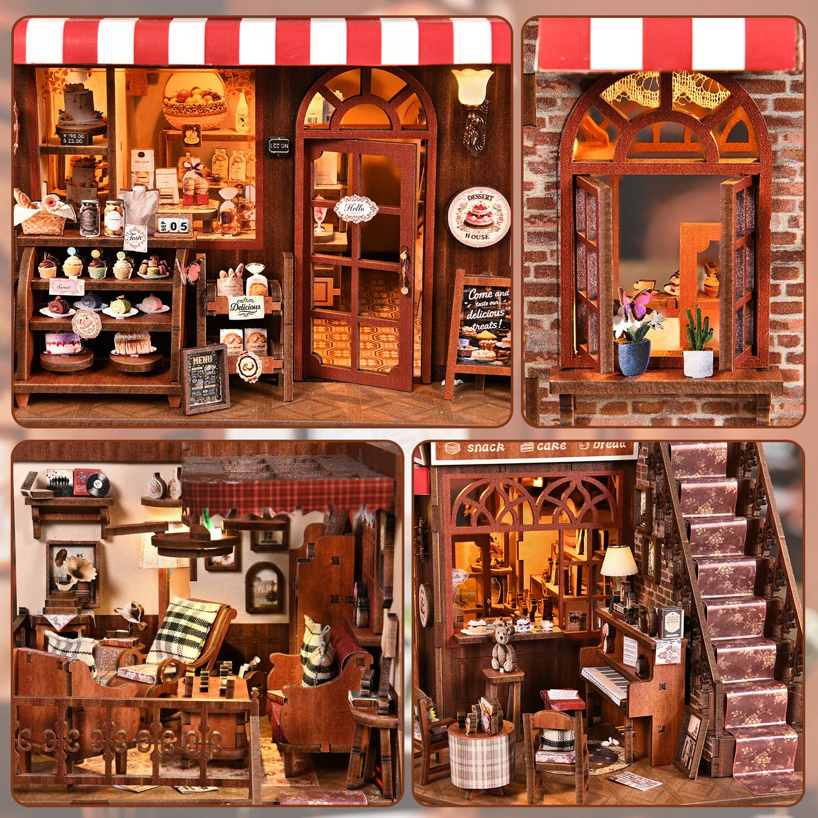 DROICC DIY miniature house kit decorative paintings, enhances scene with vintage charm.