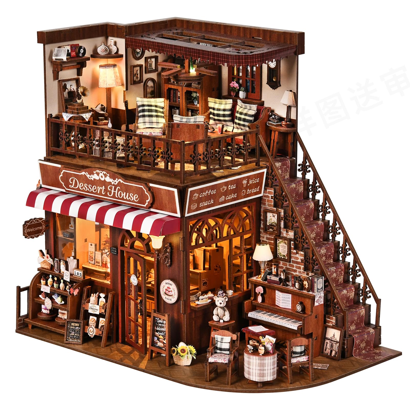 DROICC DIY miniature house kit front view, ideal for desk display.