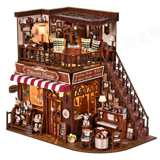 DROICC DIY miniature house kit front view, ideal for desk display.