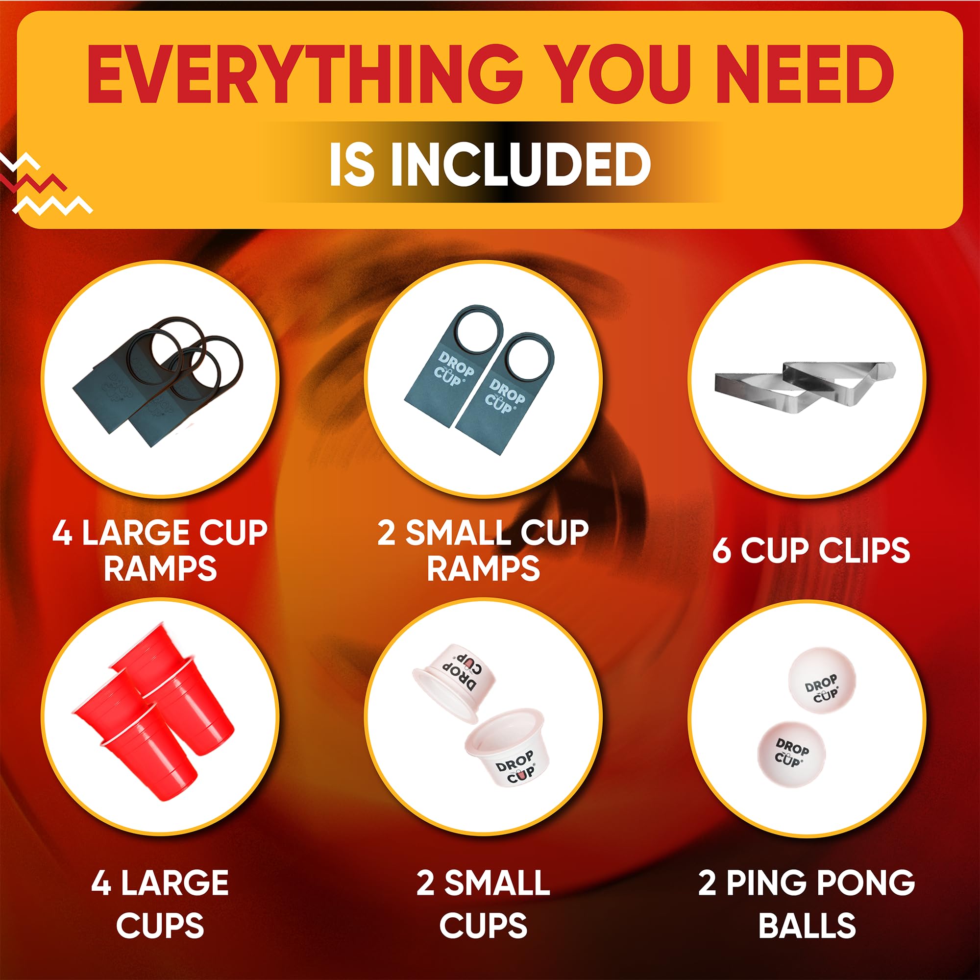 Drop Cup clips-on-countertop secure setup on tables up to 3 inches.