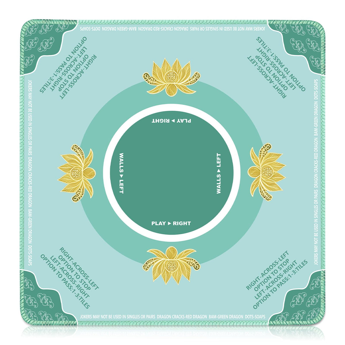 Drounphi Mahjong Mat on a table with smooth neoprene surface for quiet, comfortable play