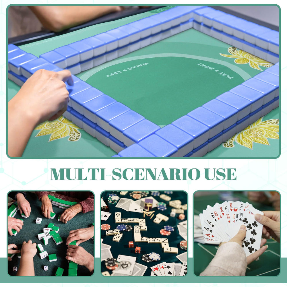 Drounphi Mahjong Mat in light cyan color complements table setups