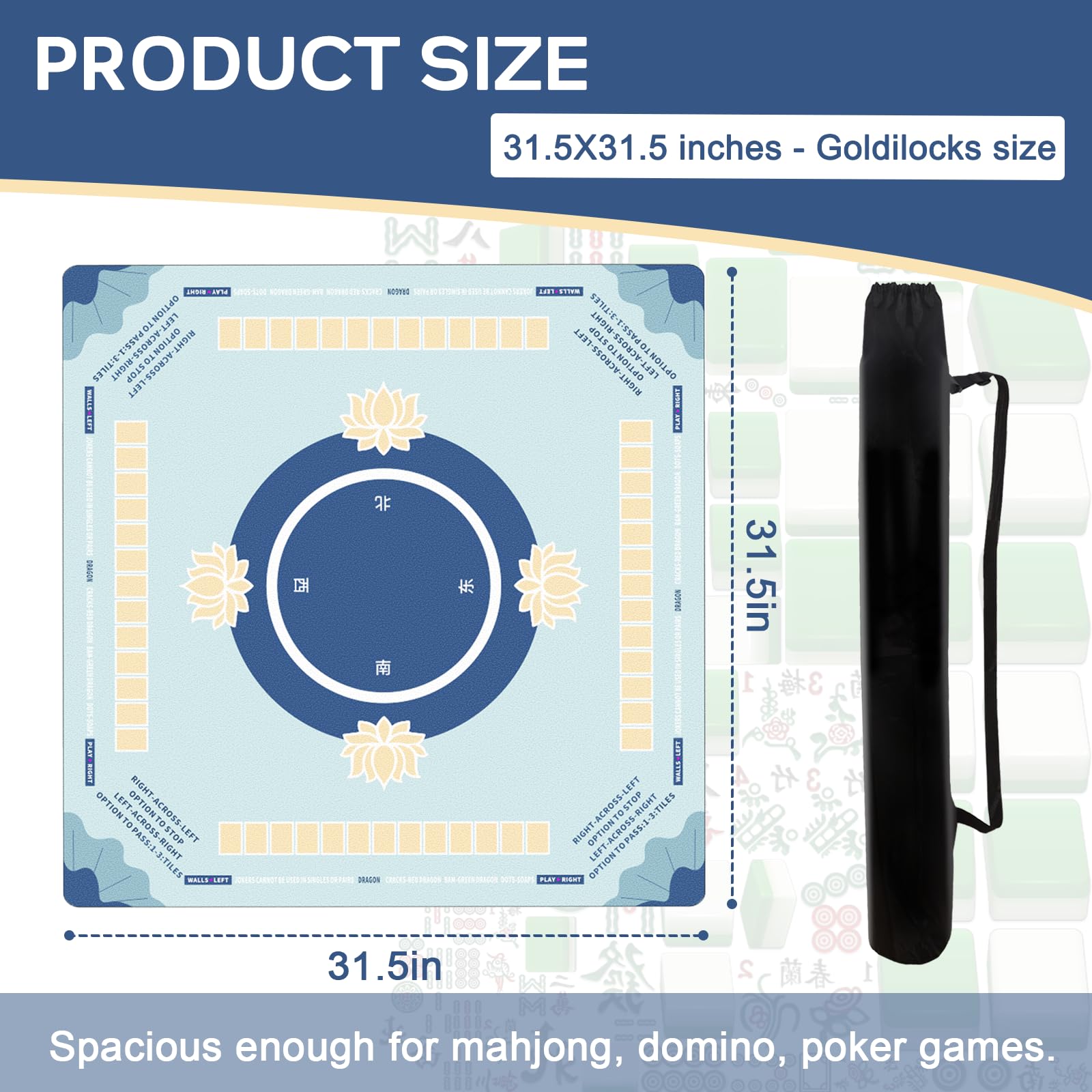 Drounphi Mahjong Mat reduces noise for quieter table action during play