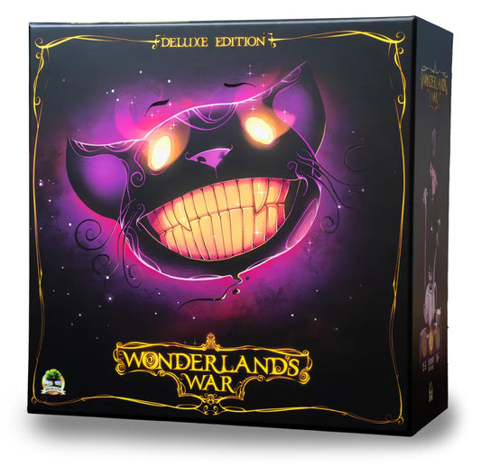 Wonderland's War Deluxe cover by Druid City Games, inviting immersive fantasy strategy for groups.
