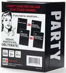 Drunk Stoned or Stupid game-night-play-session showing players convincing the judge.
