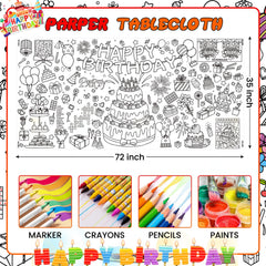Drunze coloring tablecloth for kids, ideal birthday activity backdrop