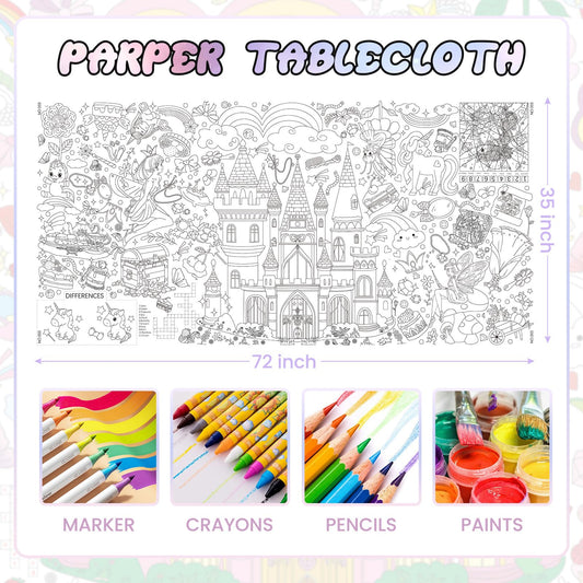 Drunze princess tablecloth coloring area brightens party tables for group activity