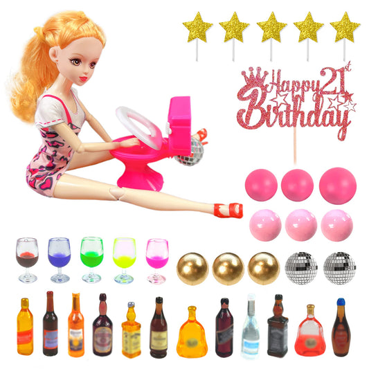 DRWATE 12 mini wine bottles brighten the cake with playful party vibes.