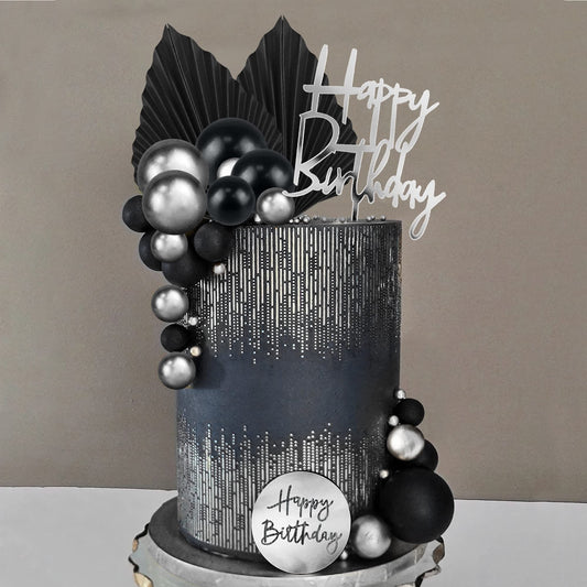 DRWATE 25pcs acrylic toppers with numbers 0-9 for elegant birthday cake decoration.
