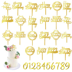 DRWATE gold happy birthday topper set ready for cake decoration