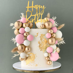 DRWATE pink balls cake topper adds festive color to celebrations
