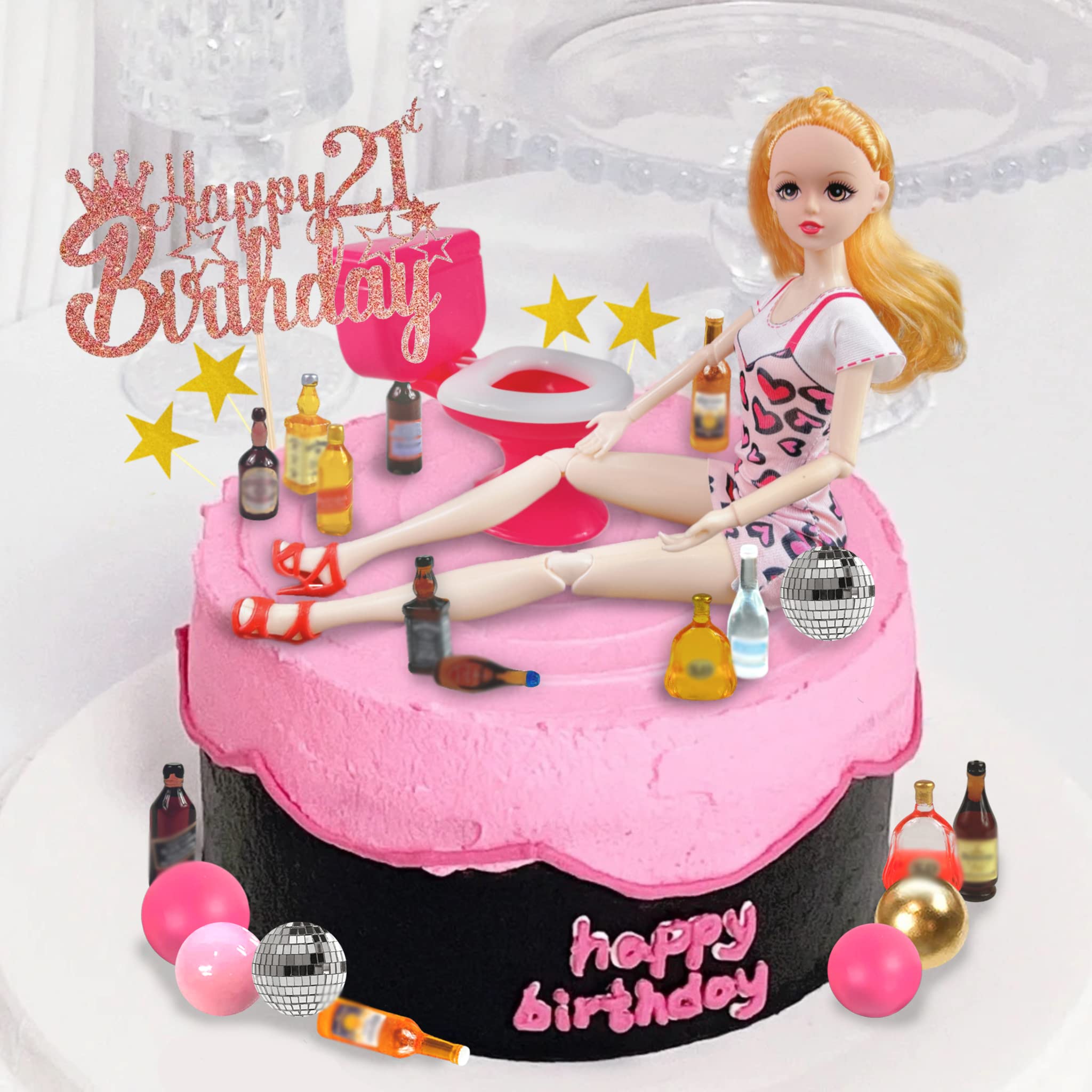 DRWATE pink cake decorations suit girly celebrations and photos.