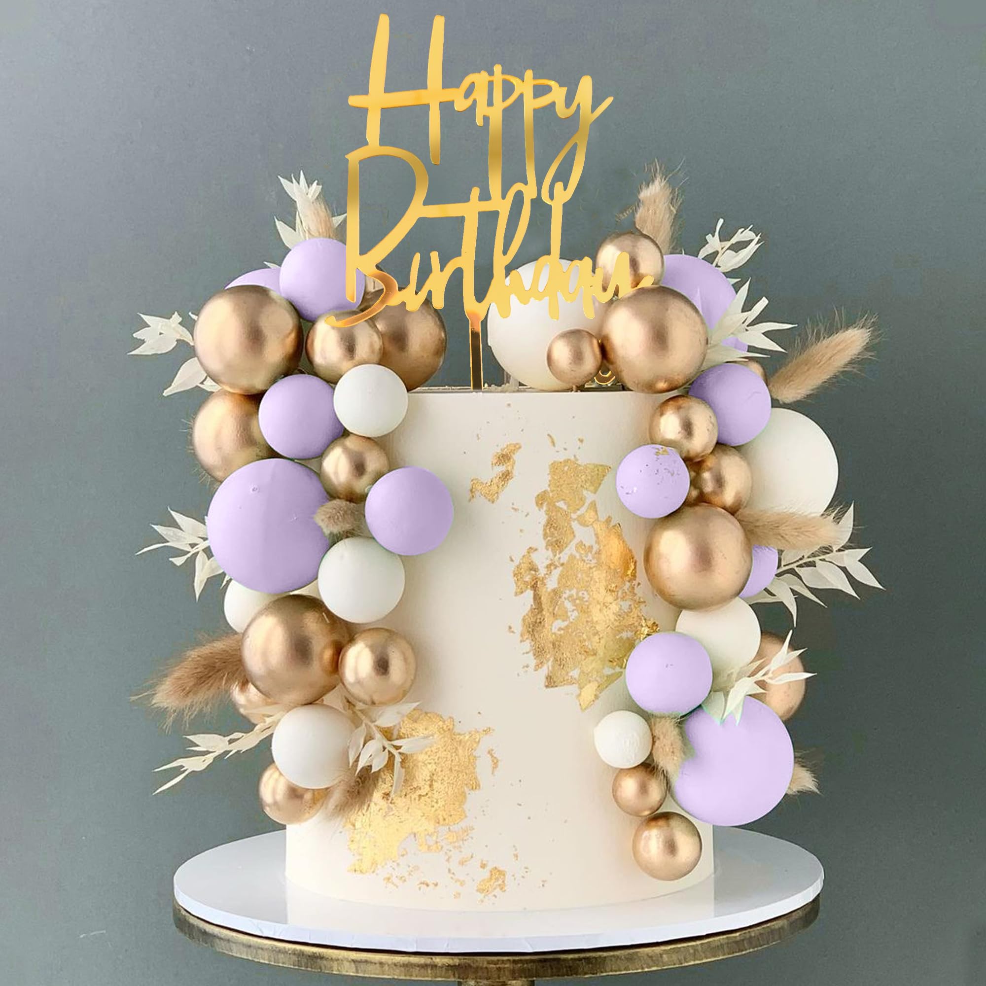 DRWATE purple balls cake topper for elegant boho weddings.
