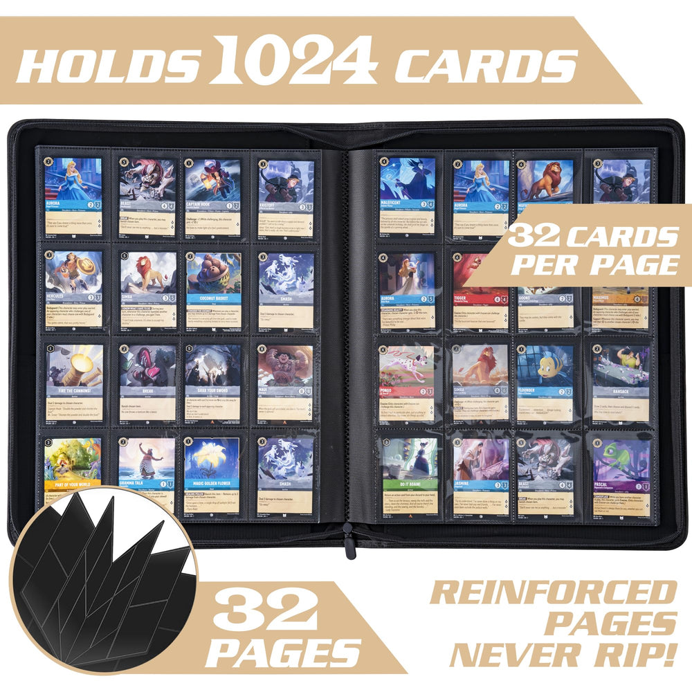 DRZERUI Lorcana binder 16-pocket pages spread for organized card storage