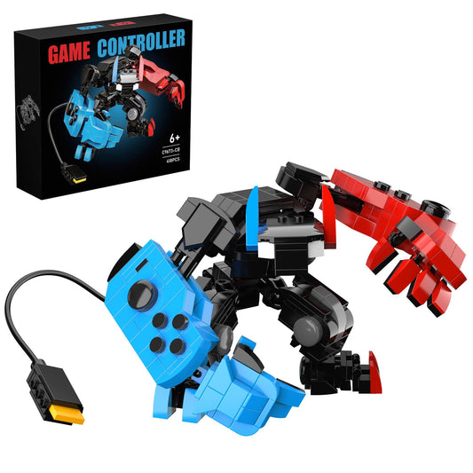 DRZYJ Building Block Set front view of red and blue mech robot for immersive play