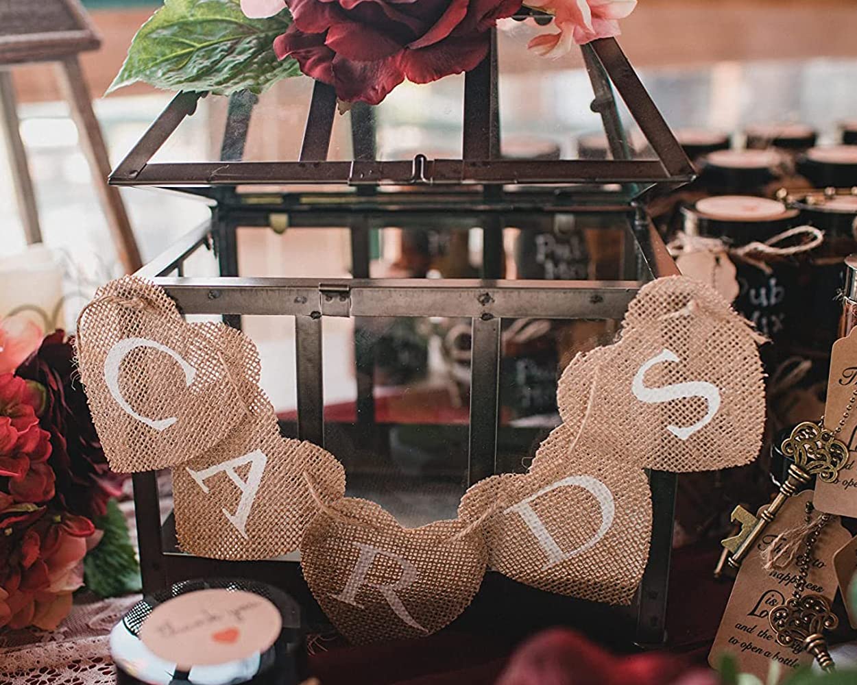 DS. DISTINCTIVE STYLE burlap cards banner close-up, showing fine printing