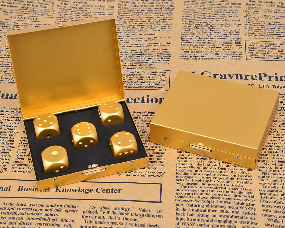 DS Distinctive Style five dice spread on table ready for gameplay