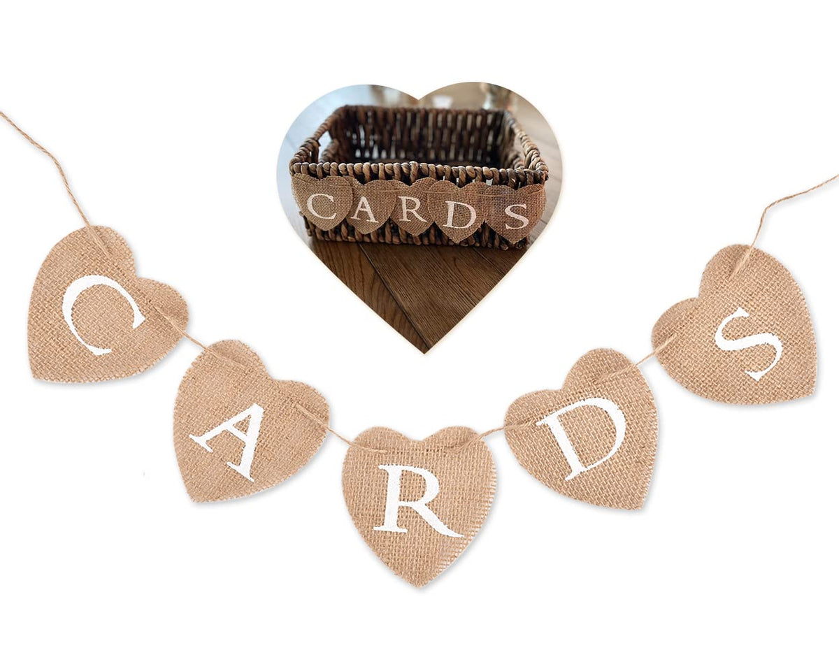 DS. DISTINCTIVE STYLE heart burlap banner for weddings, sturdy and reusable