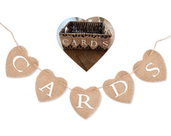DS. DISTINCTIVE STYLE heart burlap banner for weddings, sturdy and reusable