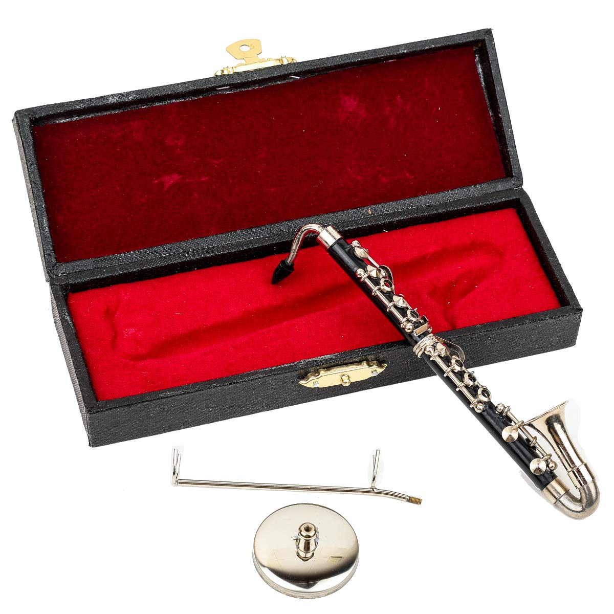 Dselvgvu bass clarinet miniature on a dollhouse display shelf