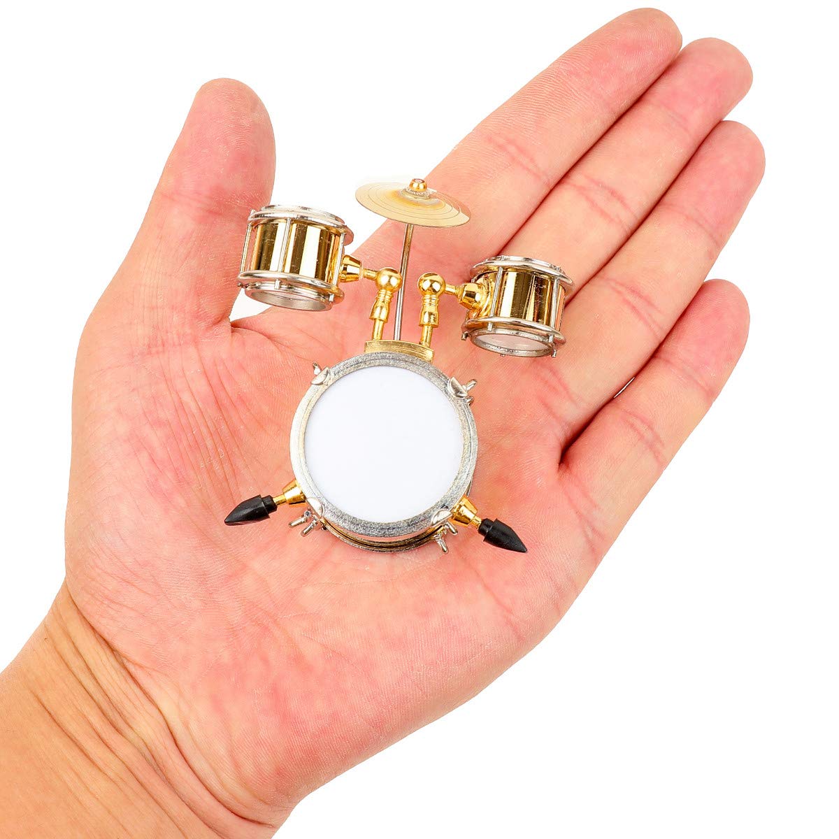 Dselvgvu drum case in gold, ideal for shelving or dollhouse setups