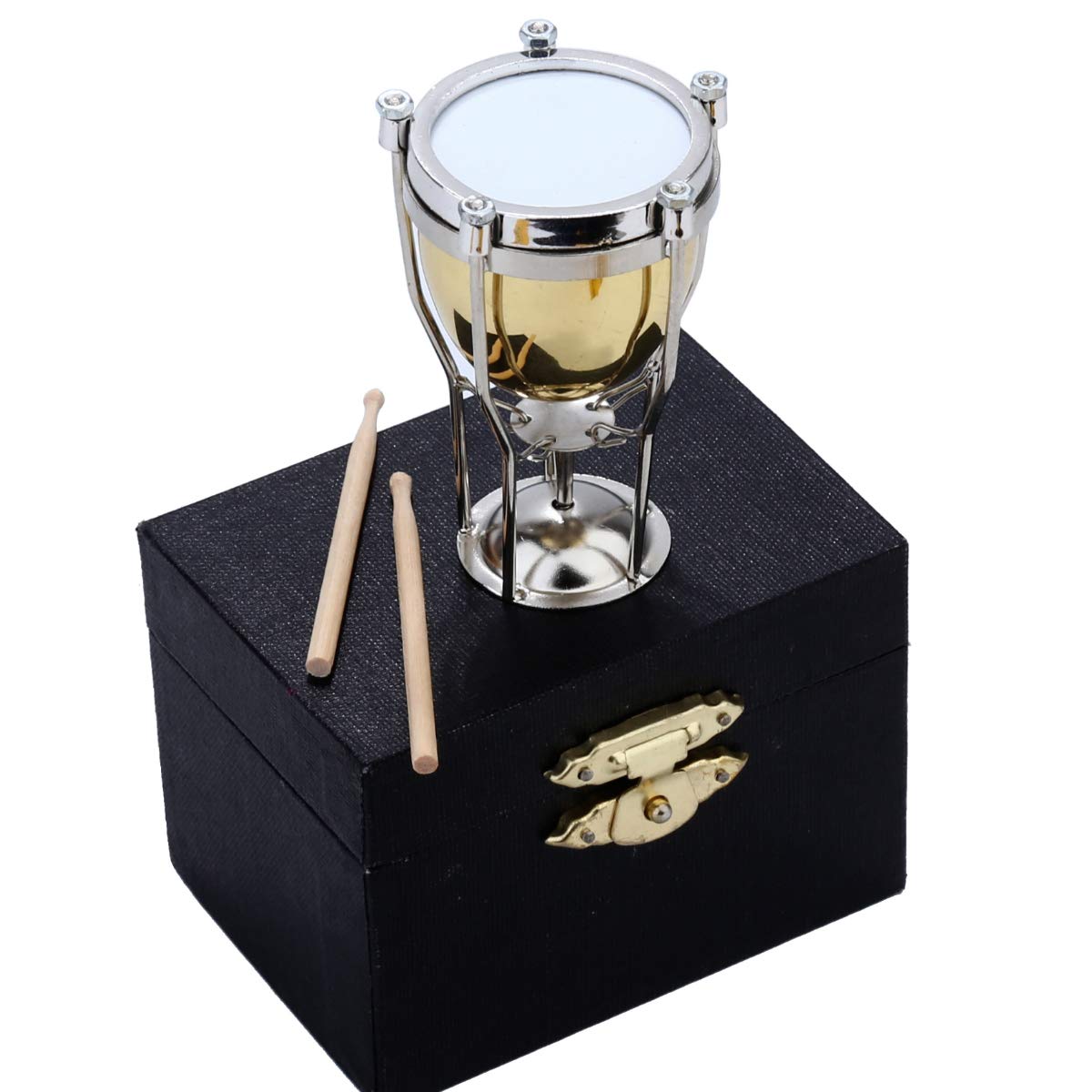 Dselvgvu miniature timpani polished gold plating boosts decorative appeal.
