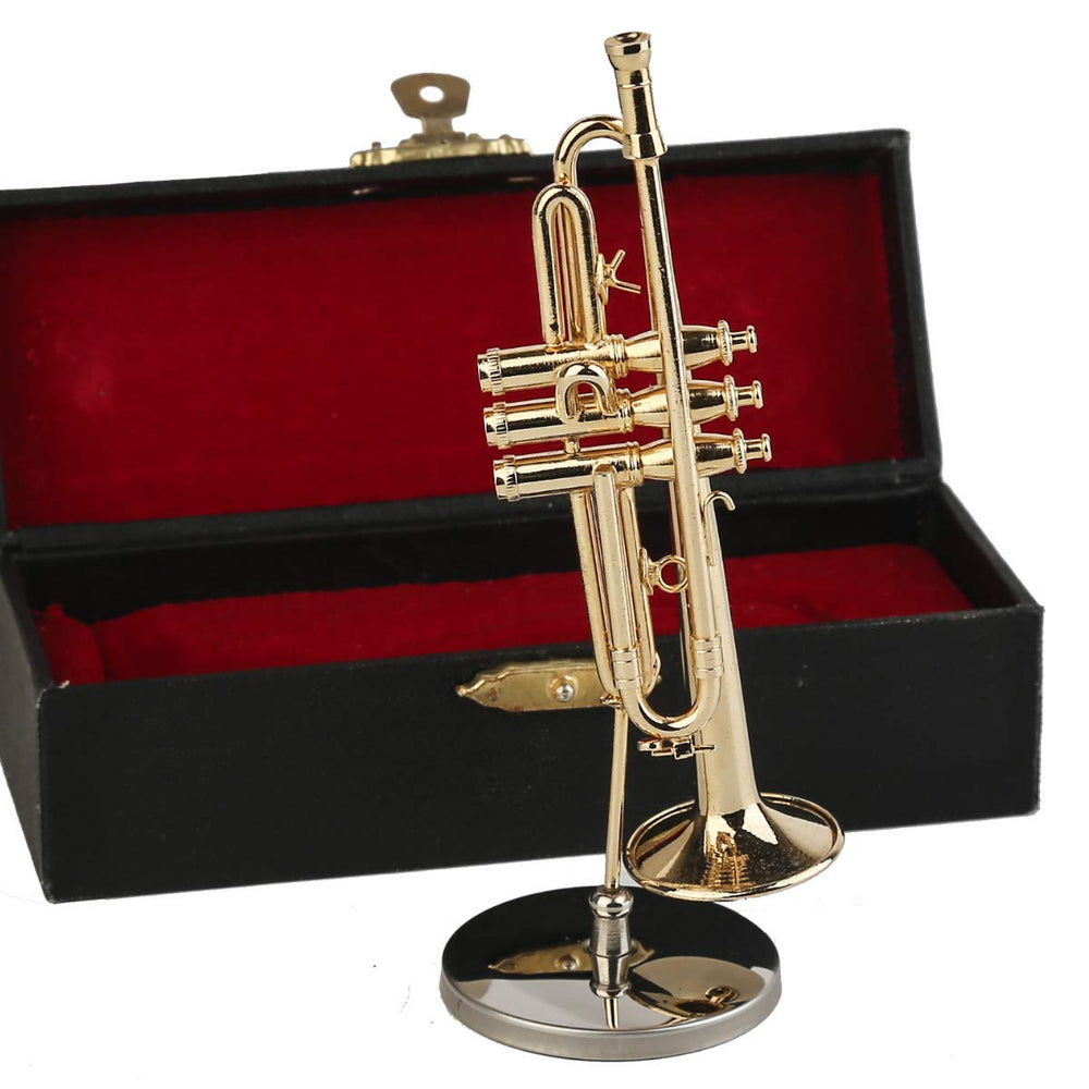 Dselvgvu trumpet on stand suited for desk or shelf ornament.