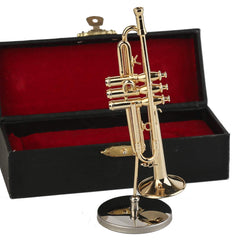 Dselvgvu trumpet on stand suited for desk or shelf ornament.