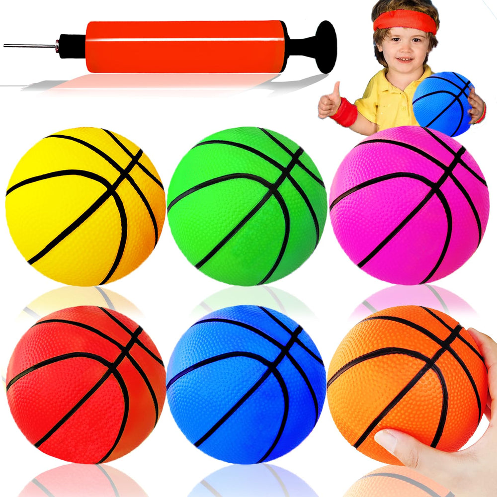 Dshengoo 6-pack mini inflatable basketballs with pump for beach or pool play