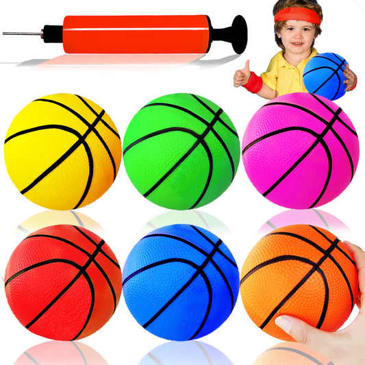 Dshengoo 6-pack mini inflatable basketballs with pump for beach or pool play