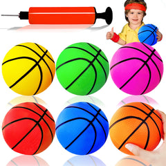 Dshengoo 6-pack mini inflatable basketballs with pump for beach or pool play