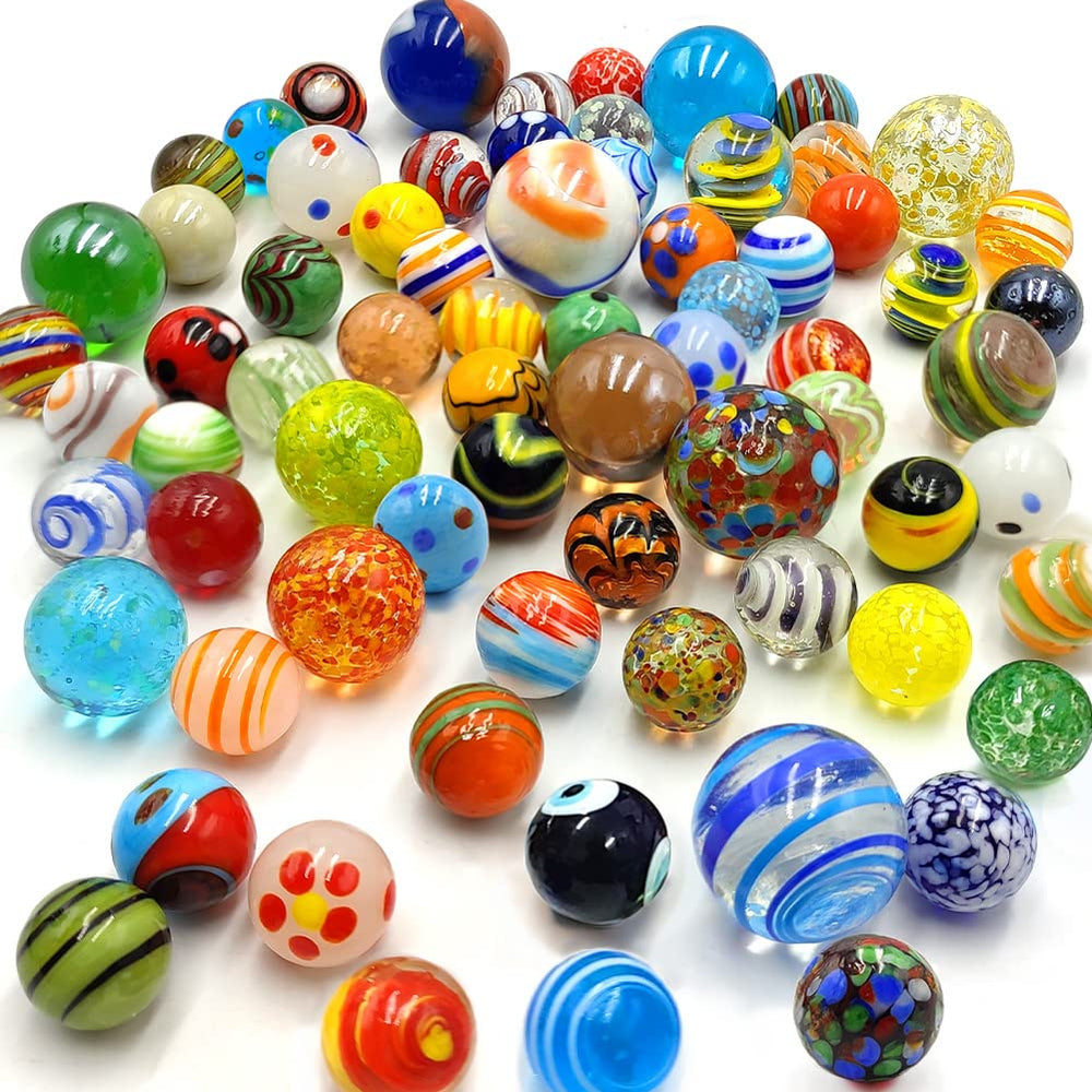 DSHMIXIA 71pcs marbles, 1-inch size, vibrant colors support classic play and coordination