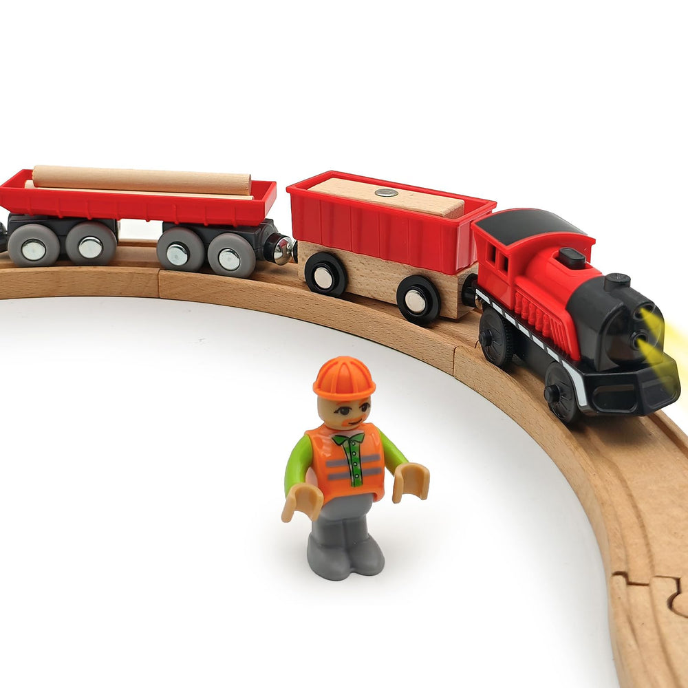 DSHMIXIA battery-operated cargo train engine with lights for vivid track play