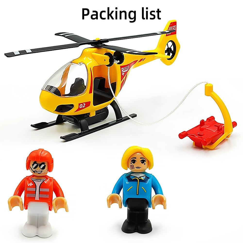 DSHMIXIA wooden train accessory helicopter enhances pretend play