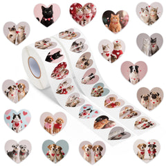 DSjuedui valentines dog-cat sticker rolls for gift labels and scrapbooking
