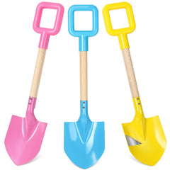 DSmile beach shovels 16-inch metal set with square ABS handles for durable sand digging.
