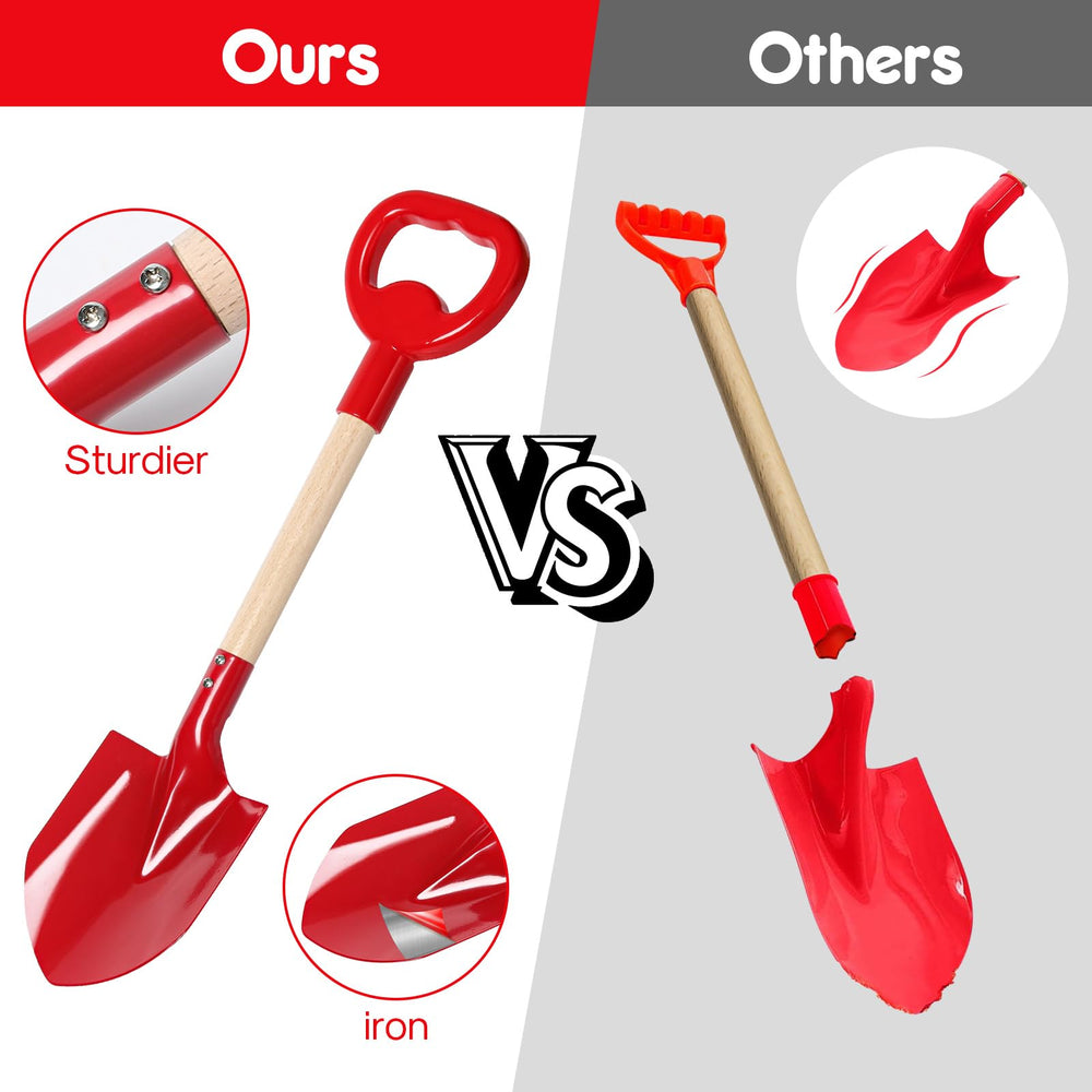 Dsmile durable metal shovel for digging sand, soil, or snow during outdoor activities.