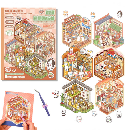 DSNJPZX 3D sticker scene book background boards show vibrant, reusable scenes.