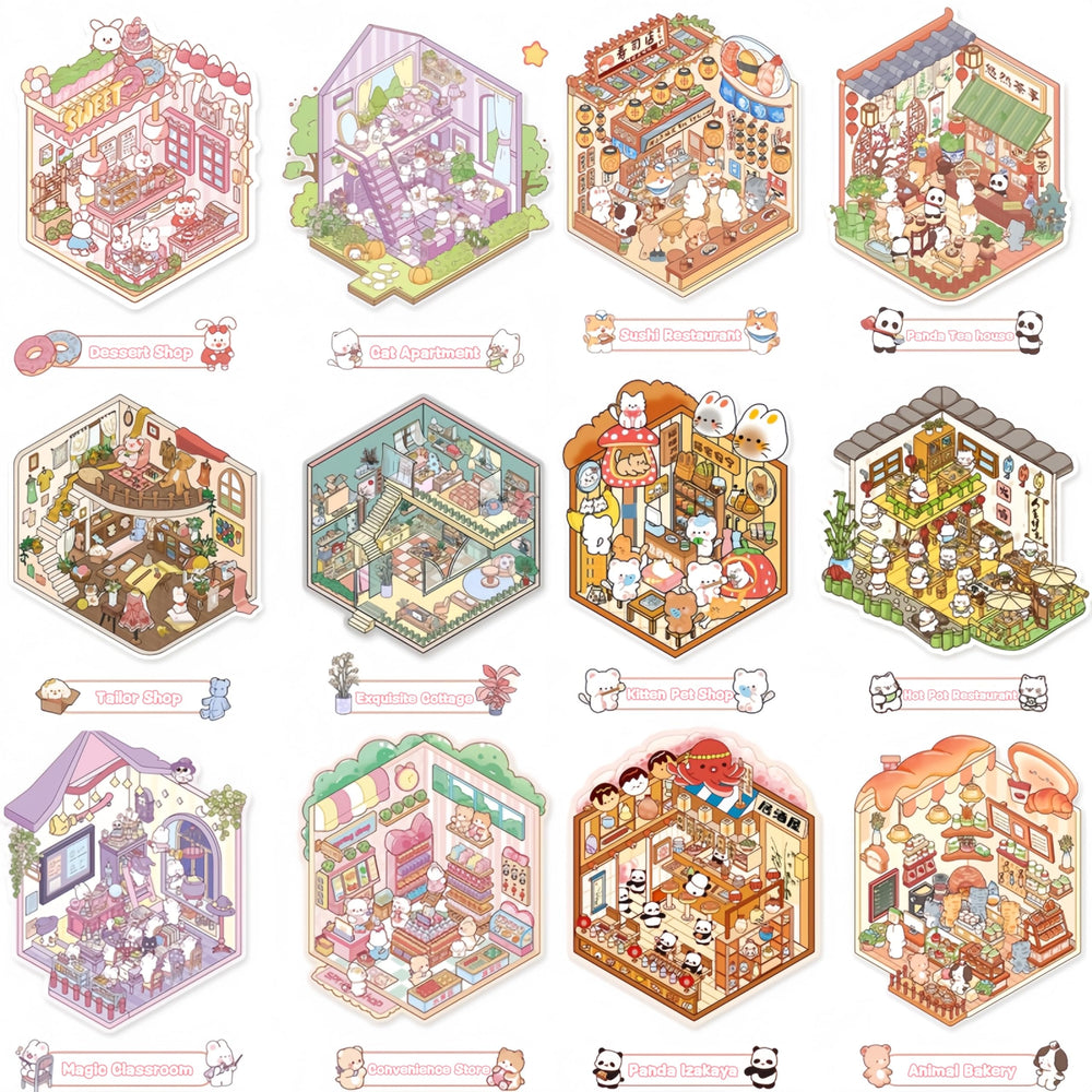DSNJPZX 3D sticker scene book diorama amusement park inspires exploration.