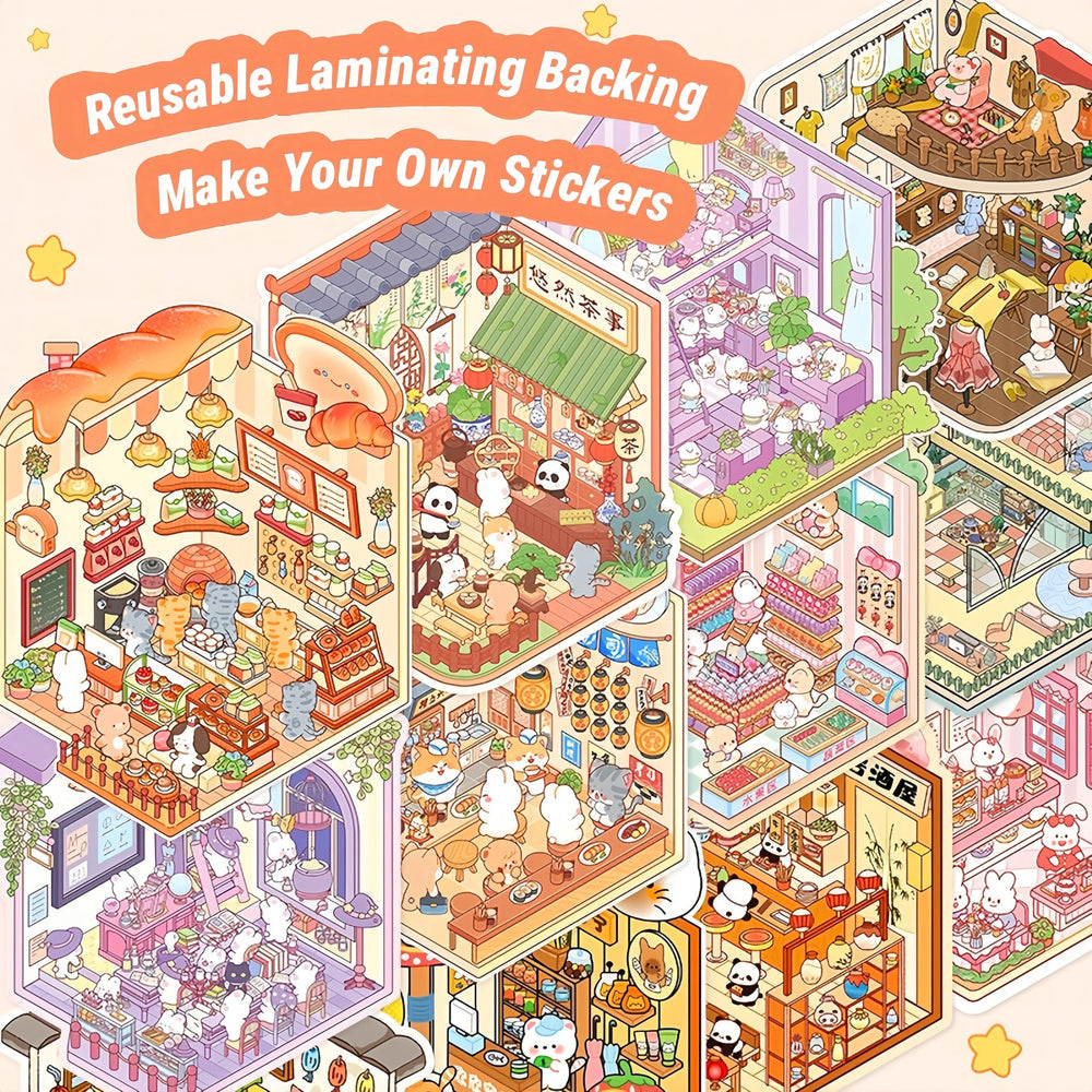 DSNJPZX 3D sticker scene book spiral-bound layout keeps pages organized.
