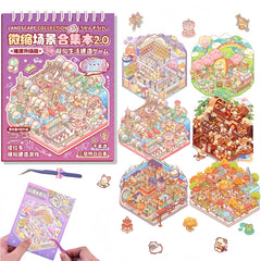DSNJPZX DIY 3D Scene Stickers set bakery diorama showcases vivid colors for charming kitchen or shelf displays.