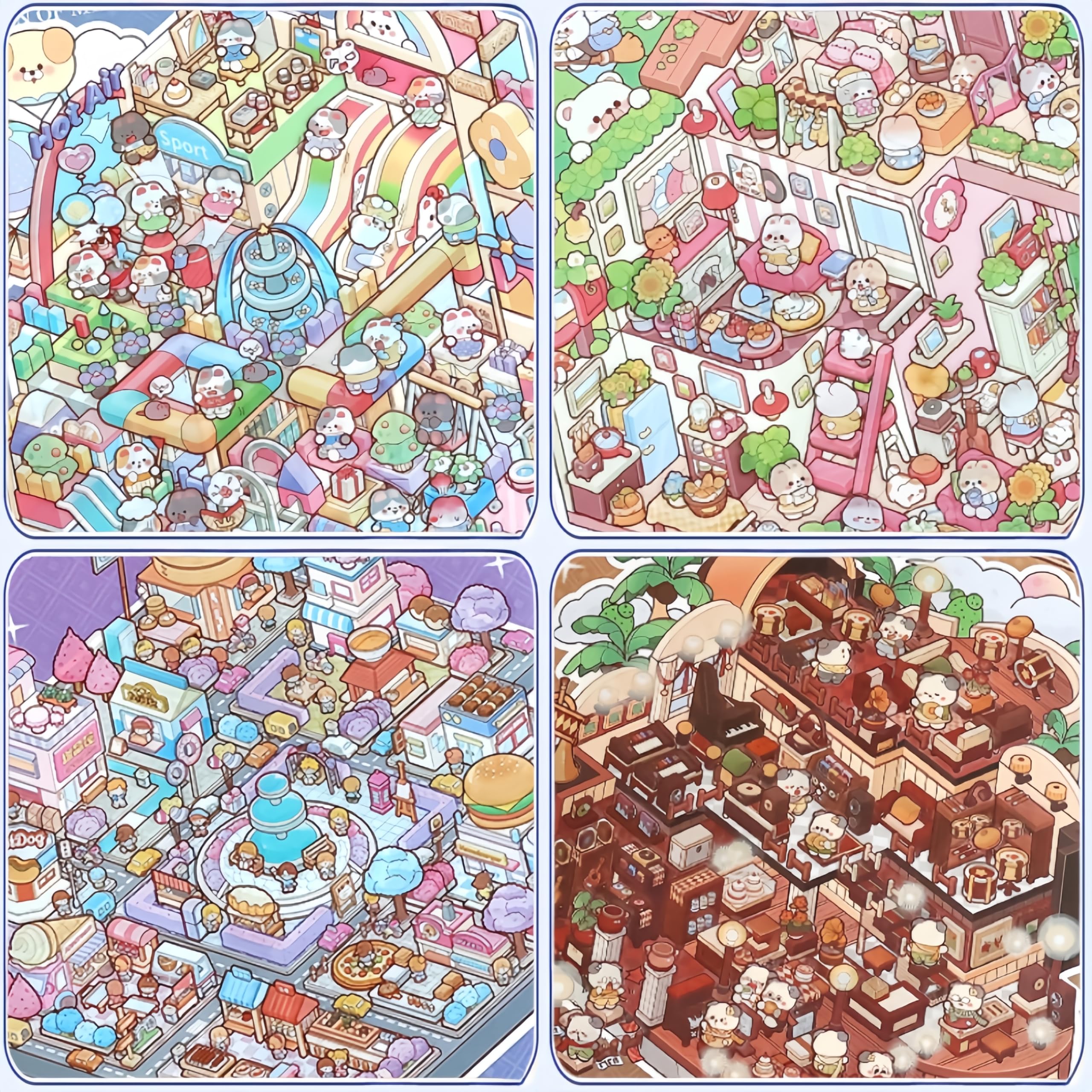 DSNJPZX DIY 3D Scene Stickers set spiral-bound-book supports easy page flipping and on-the-go crafting.