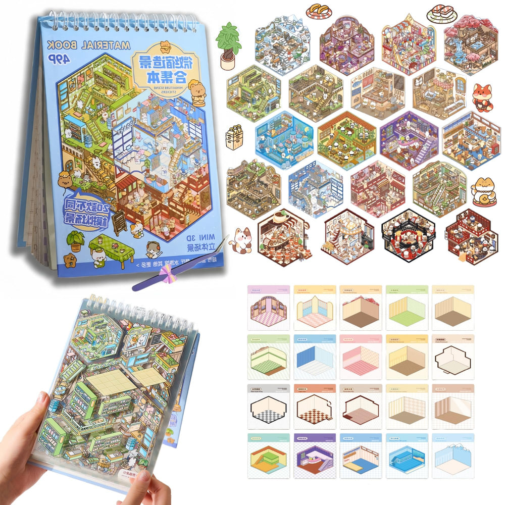 DSNJPZX 3D bakery diorama sticker set for imaginative play and reuse