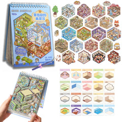 DSNJPZX 3D bakery diorama sticker set for imaginative play and reuse
