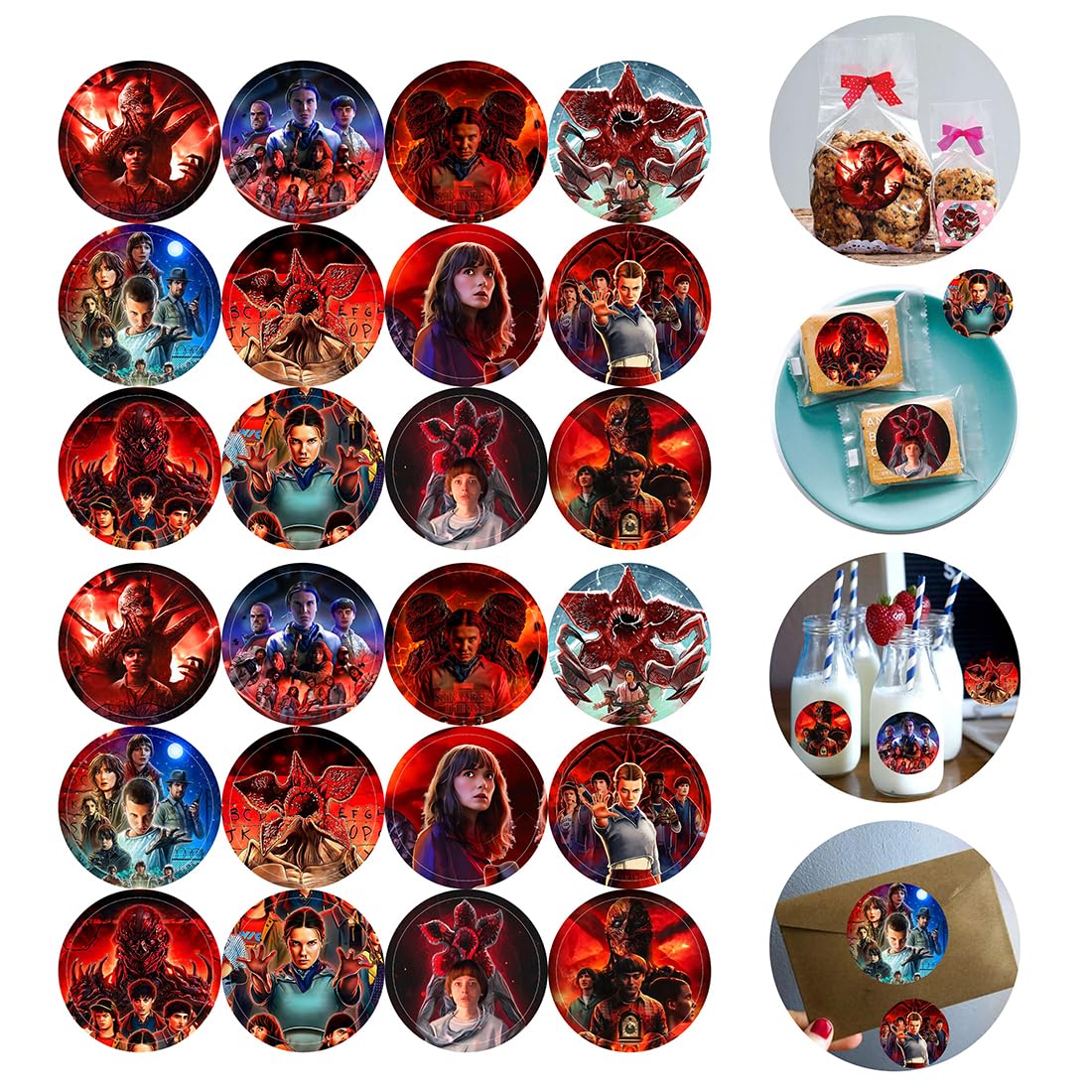 DSOE Stranger Season 5 Things stickers front view for party decor and crafts