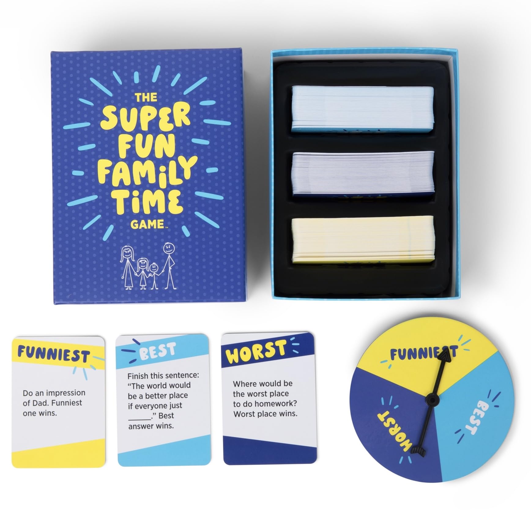 DSS Games The Super Fun Family Time Game spinner, quick category picks for inclusive rounds.
